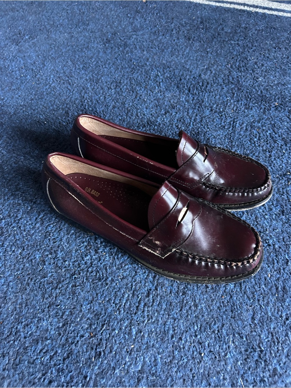 Men's Penny Loafers in Burgundy Leather